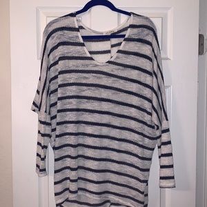 Enti Clothing oversized striped sweater, white and blue one size